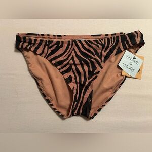 Shade & Shore Zebra Print Bikini Bottoms M | Pink Black Animal Print | Mix & Mat